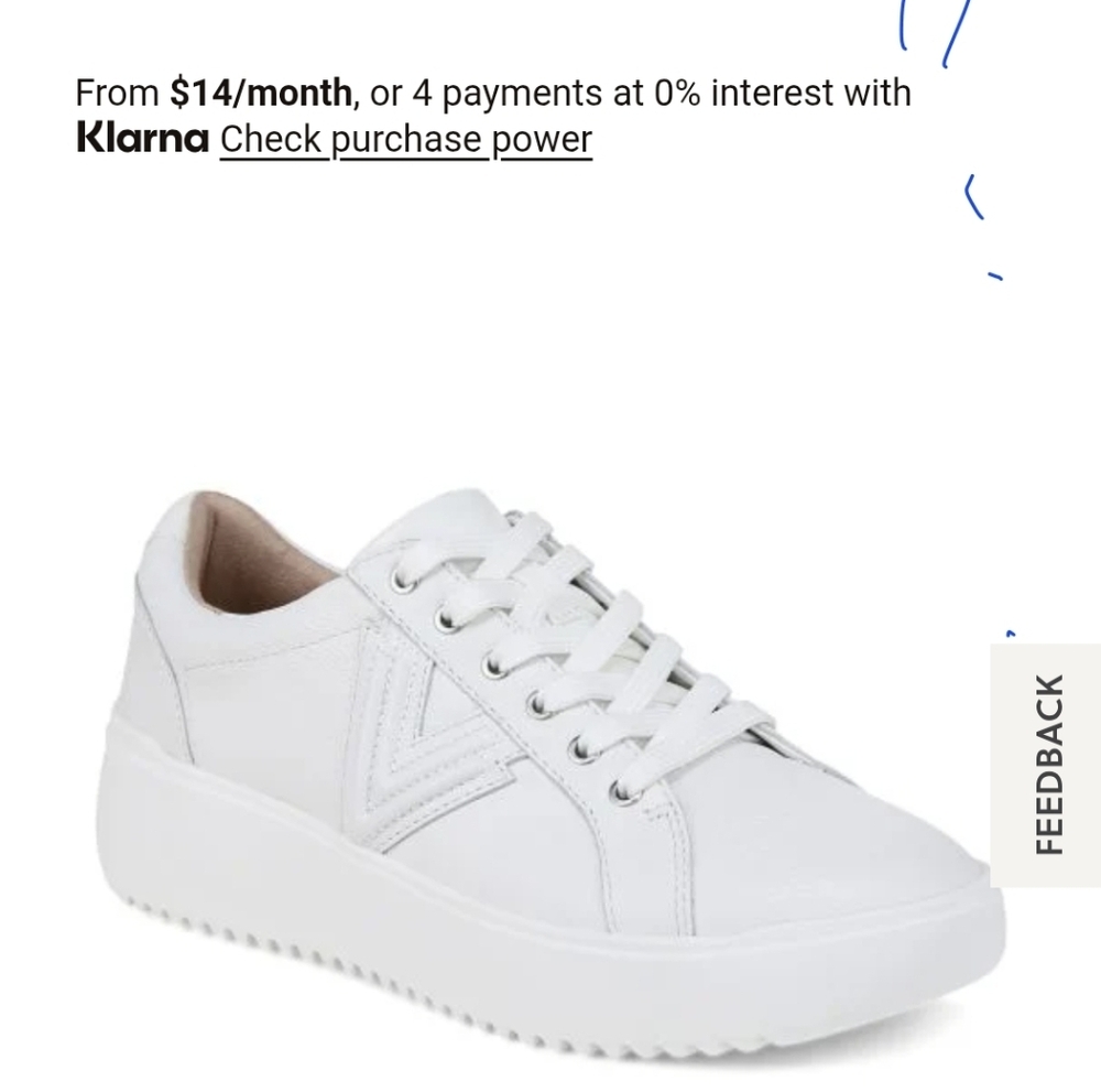 Vionic Kearny Lace Up Platform Sneaker 8.5 White Platform Leather Athletic Shoes